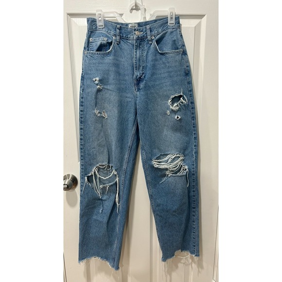 BDG Denim - BDG High Rise Distressed Baggy Jeans Blue Light Washed 28 Women Urban Outfitters